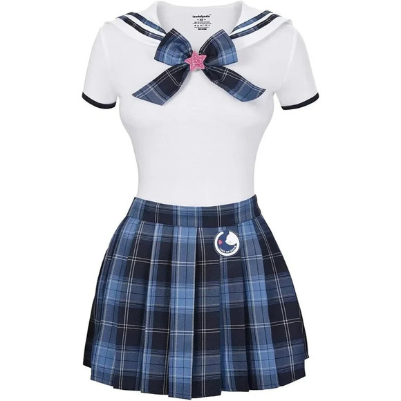 Women's Pajamas Set Anime Costume Onesie Cosplay JK  Sailor Skirt Cross Dresser - Picture 6 of 7